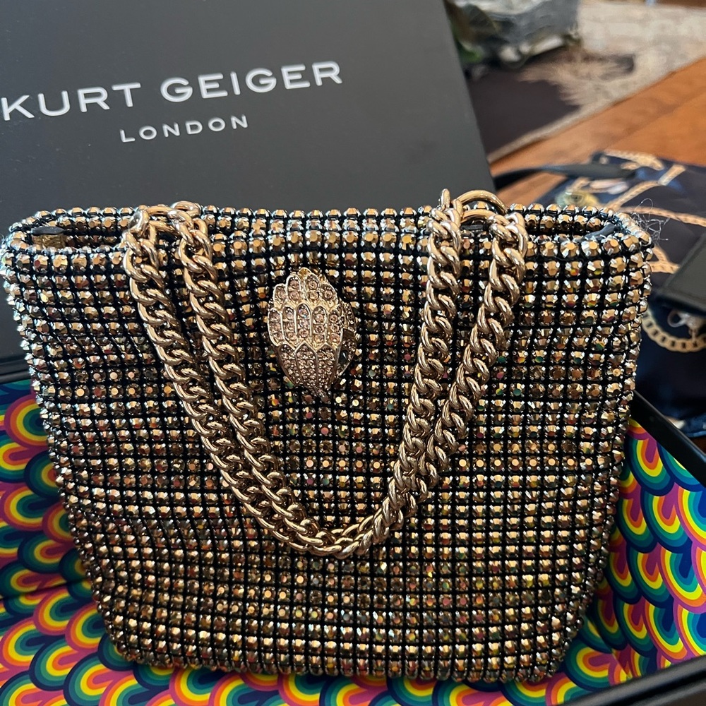 Kurt Geiger Gold and Black Crystal Shoulder Bag